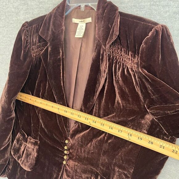Edward Brown Velvet Jacket Women's XL Shirred Whimsigoth Victorian Puff Sleeve - Picture 7 of 11